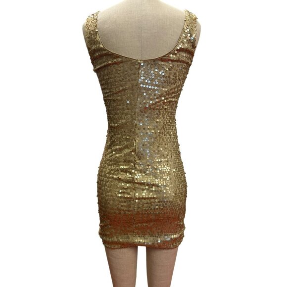 As U Wish Gold Sequin Sleeveless Bodycon Dress S Polyester Spandex Junior Prom M - Picture 5 of 8
